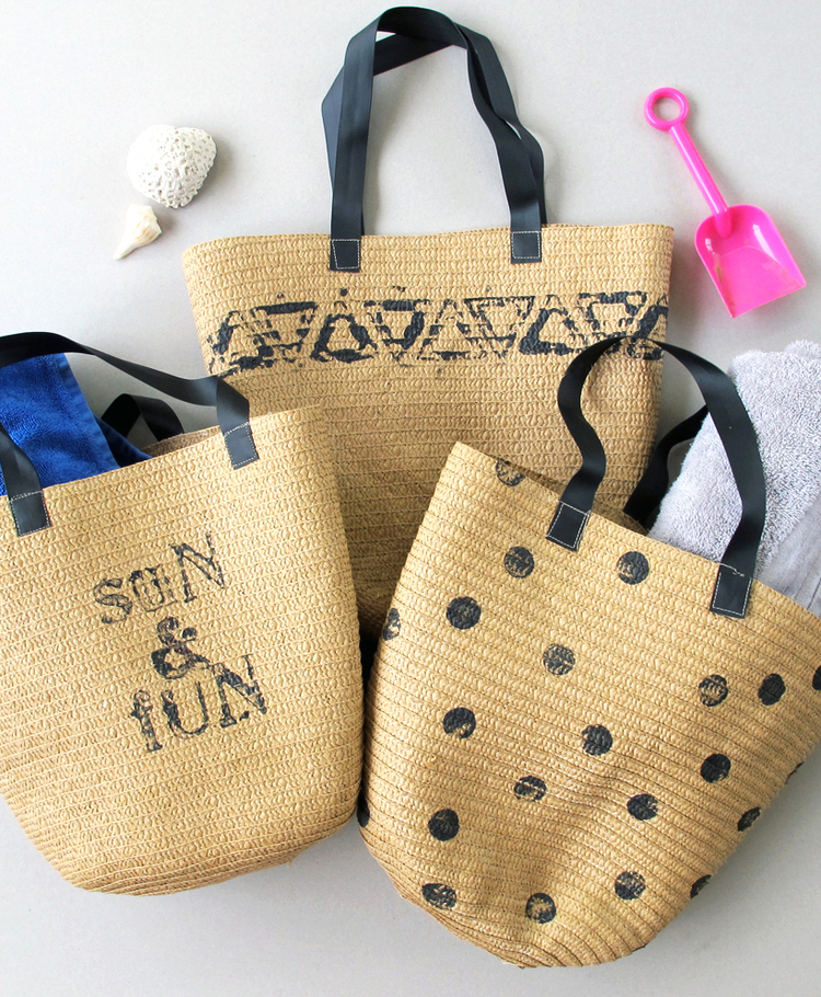 easy stamped beach bag DIY — Tag & Tibby